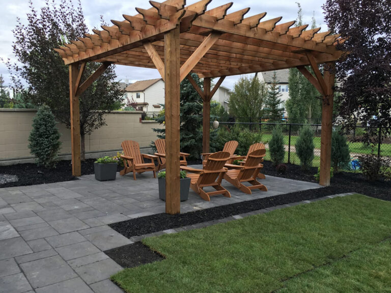 Lawn Chairs Shaded By a Pergola