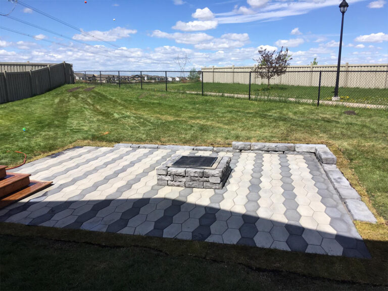 Hexagon Tile Patio With Brick Fire Feature