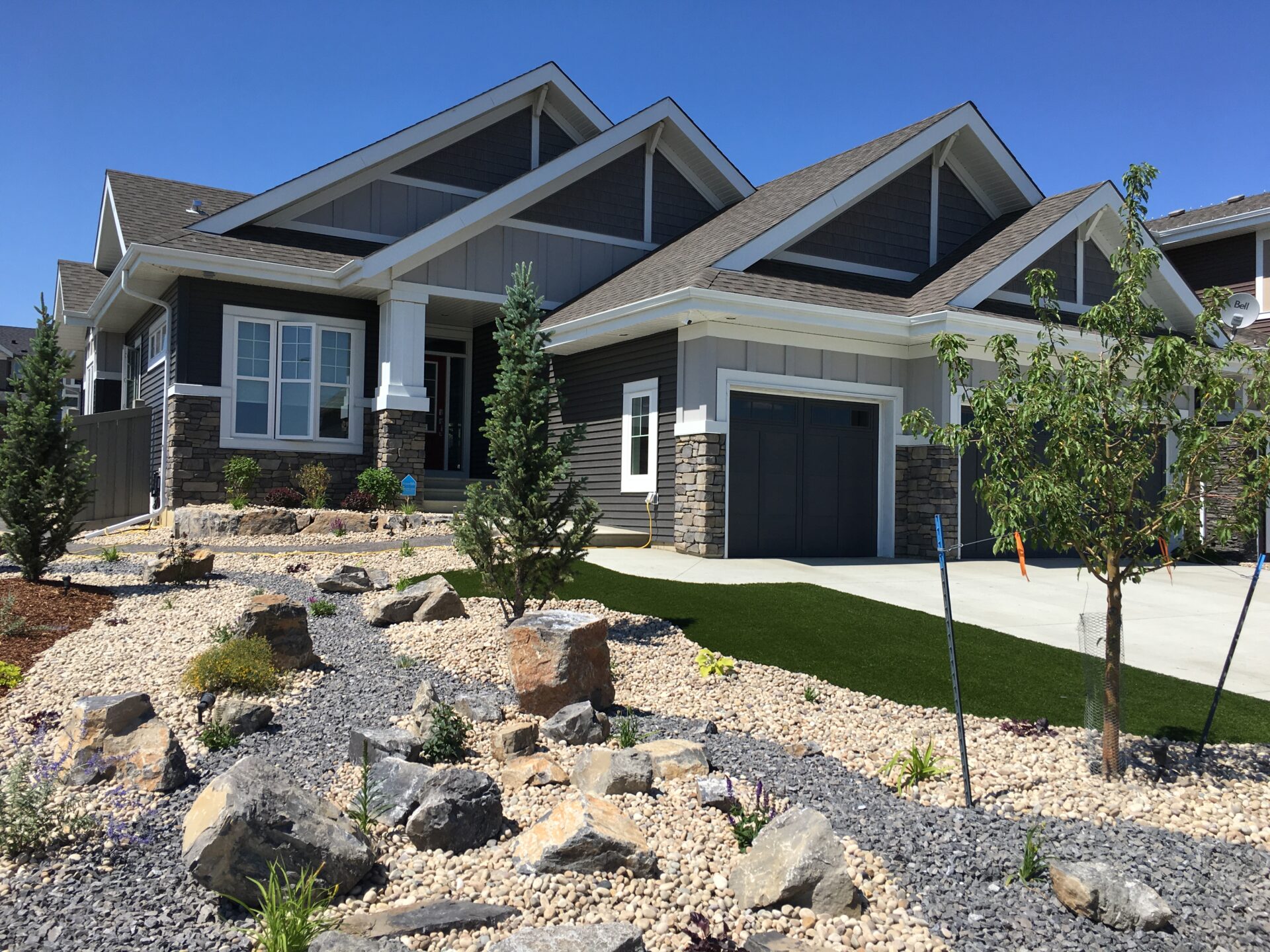 Dry creek landscaping in Leduc