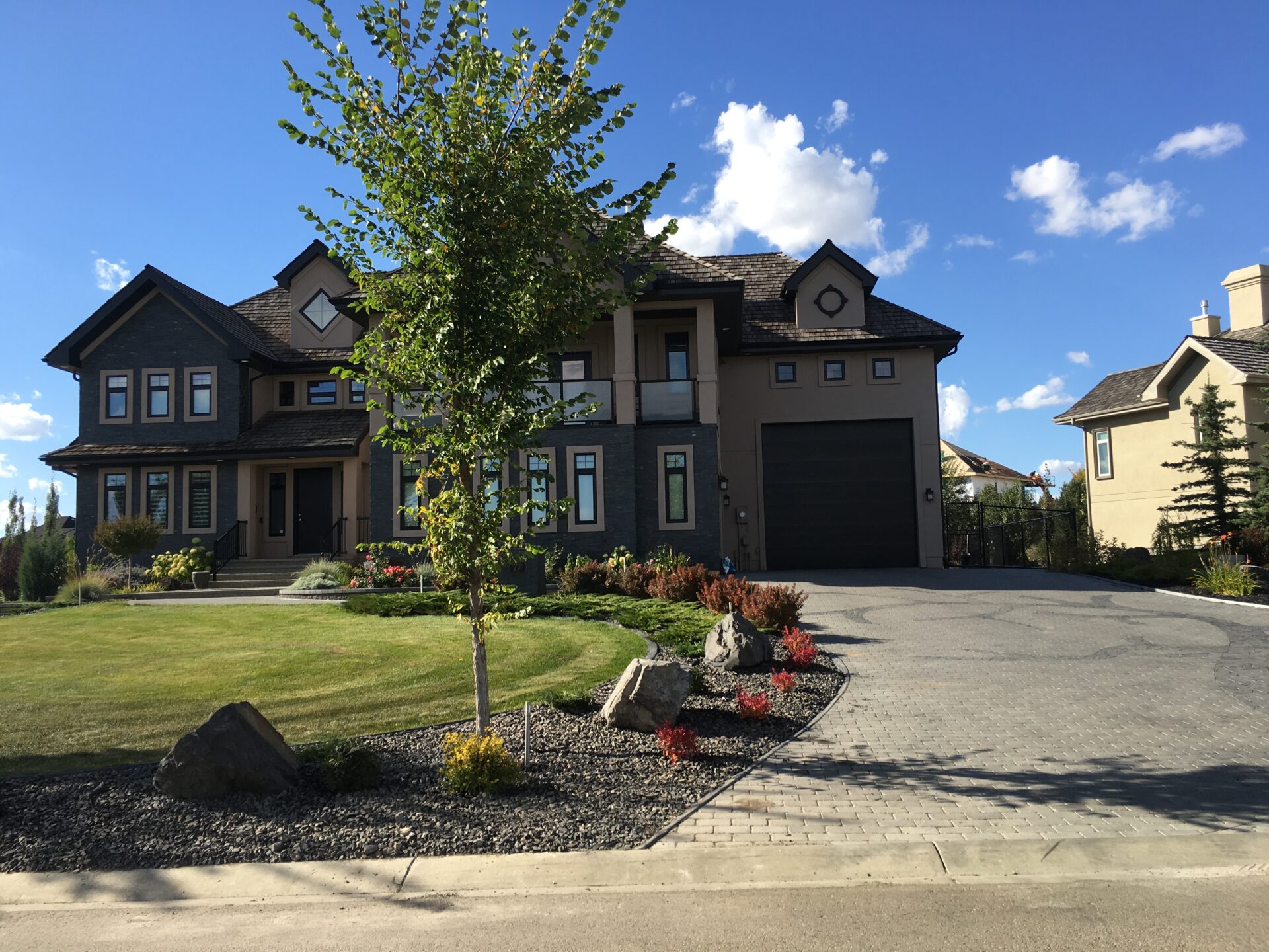 Front yard renovations, hardscaping, and landscaping, Stony Plain