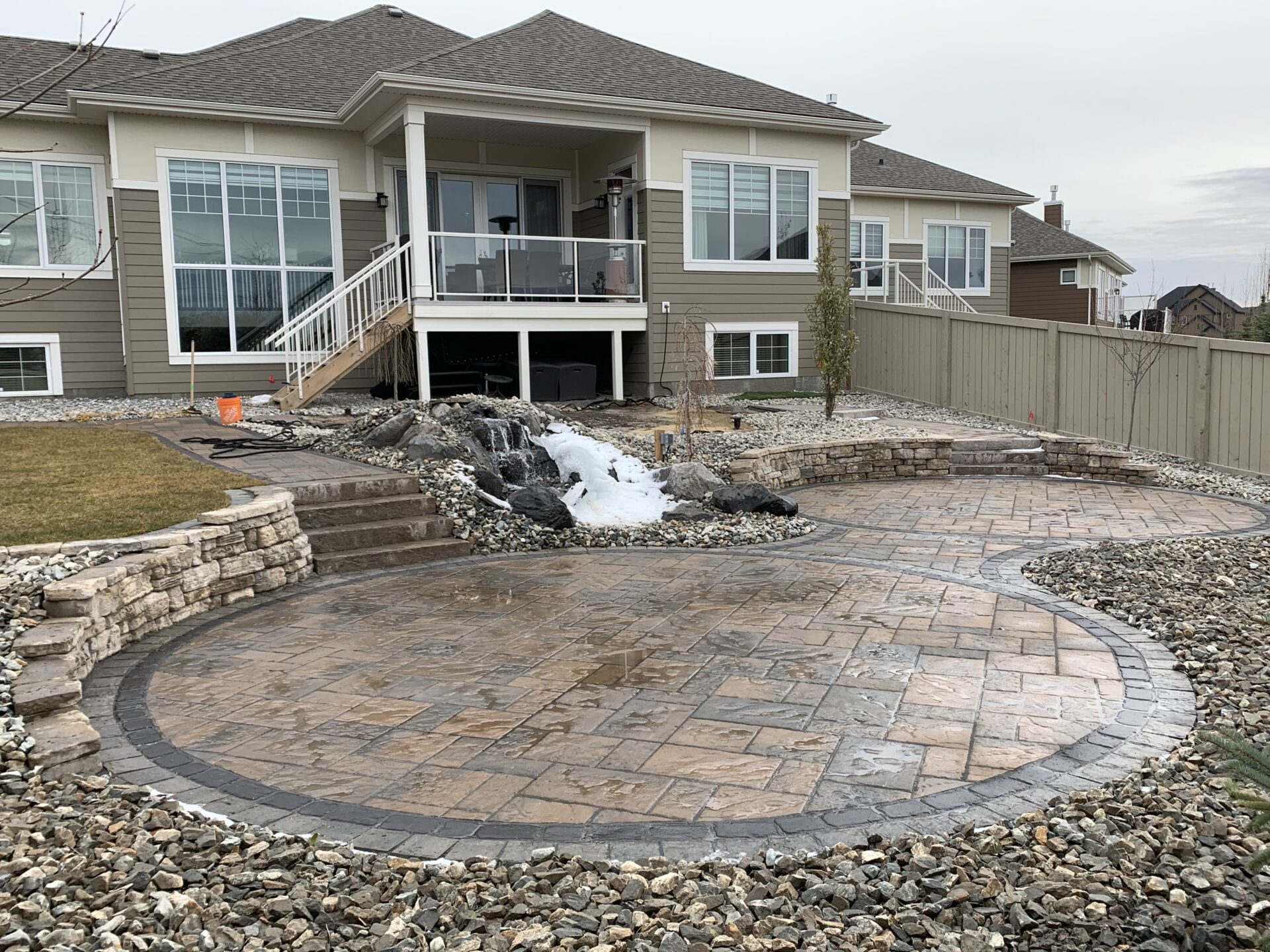 Levelled Leduc landscaping and backyard features
